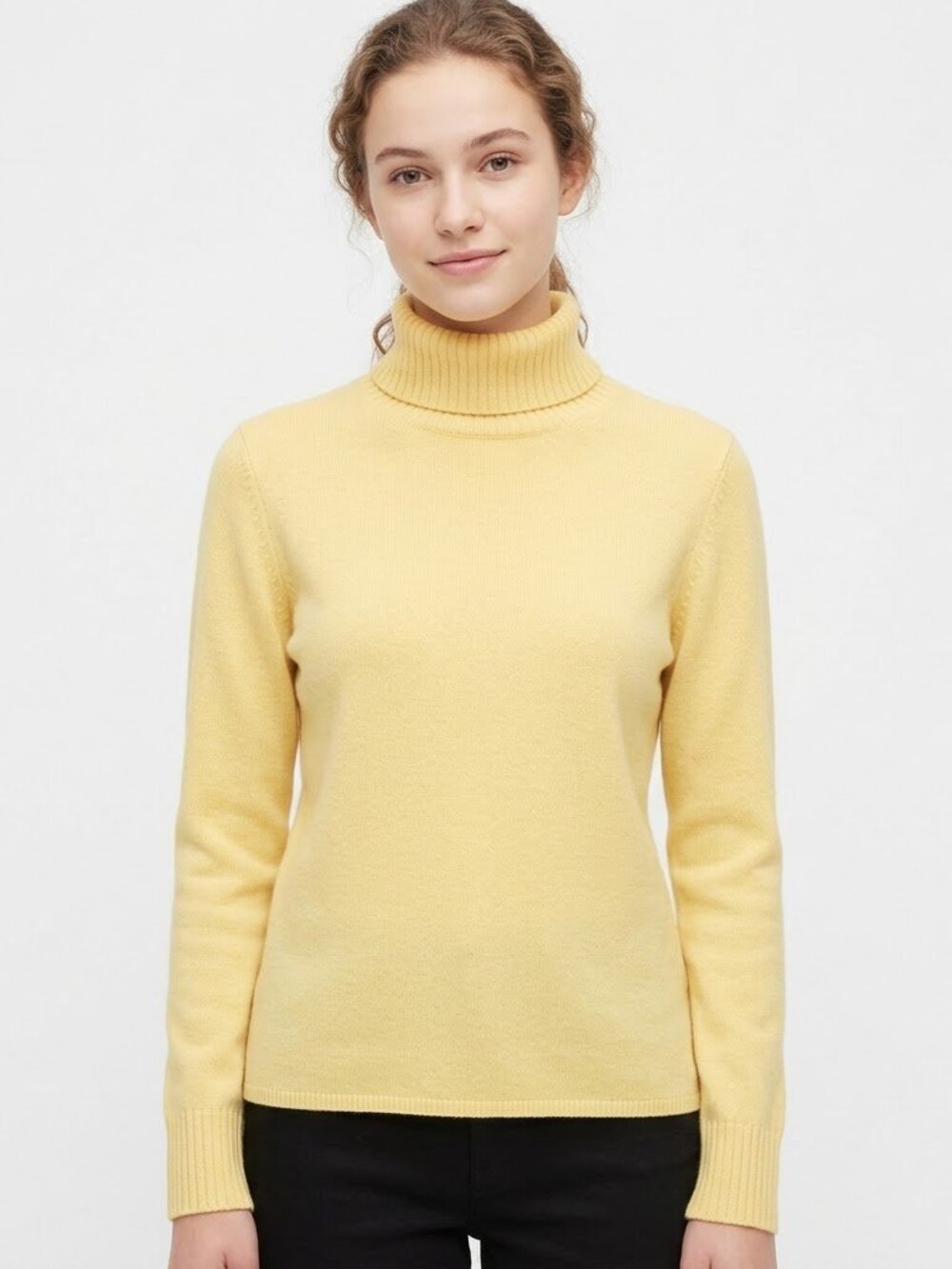 Geneva Pale Yellow Cashmere Turtleneck Sweater Women’s Size S